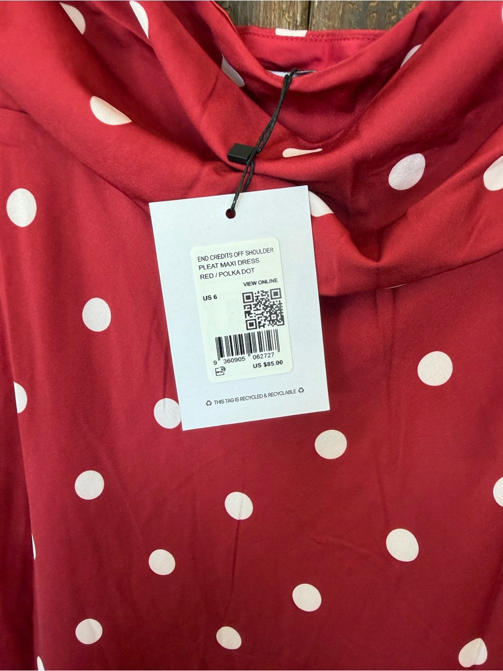 Princess Polly End Credits Off Shoulder Pleat Maxi Dress in red polka dot - Picture 4 of 10
